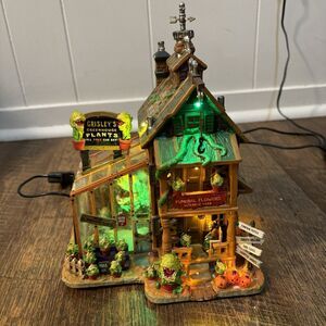 Lemax Spooky Town Grisley's Greenhouse W/Weathervane 2010 Retired Tested Works